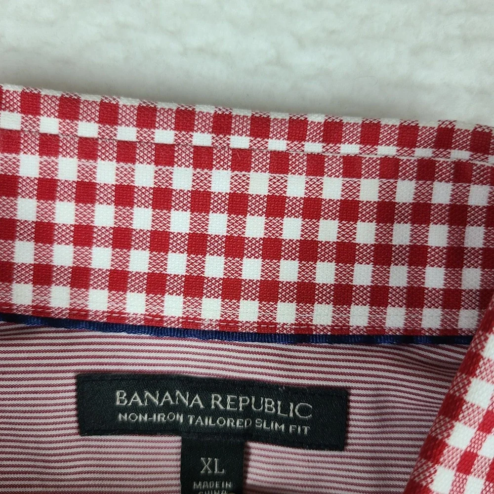 Banana Republic Dress Shirt Men XL Dark Red Non Iron Tailored Slim Fit Button Up